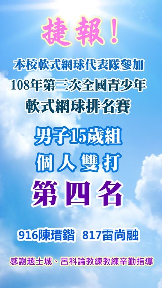 108年第三次全國青少年軟式網球排名賽