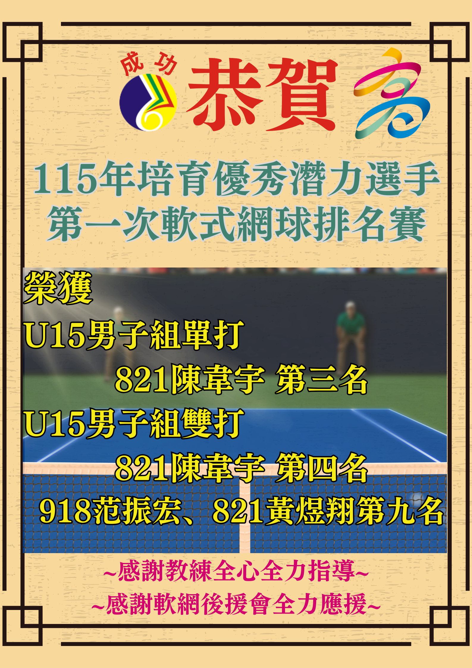 115第一次排名賽U15男軟網