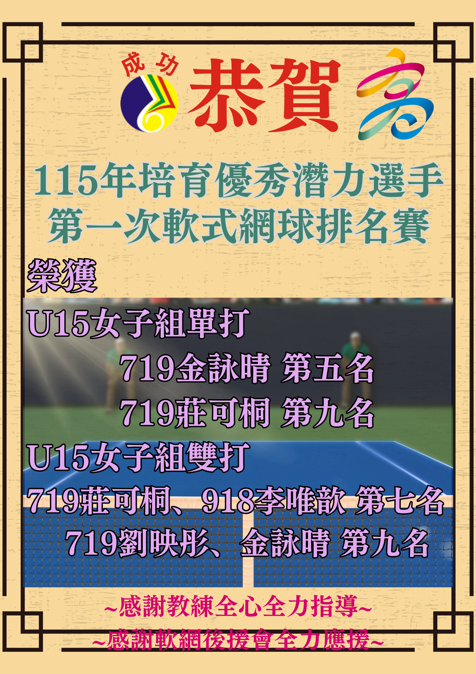 115第一次排名賽U15女軟網